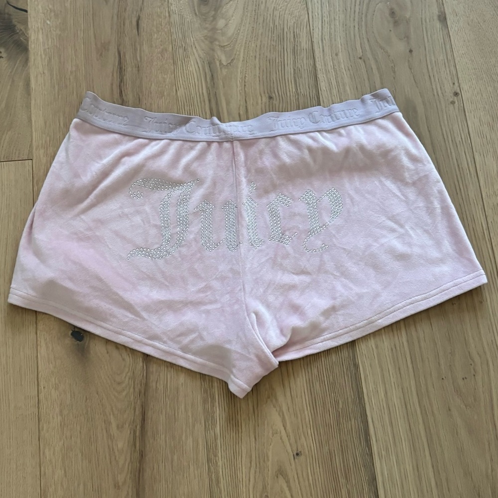 Juicy Couture Pink Rhinestone Pajama Shorts Size XL Y2K Lounge